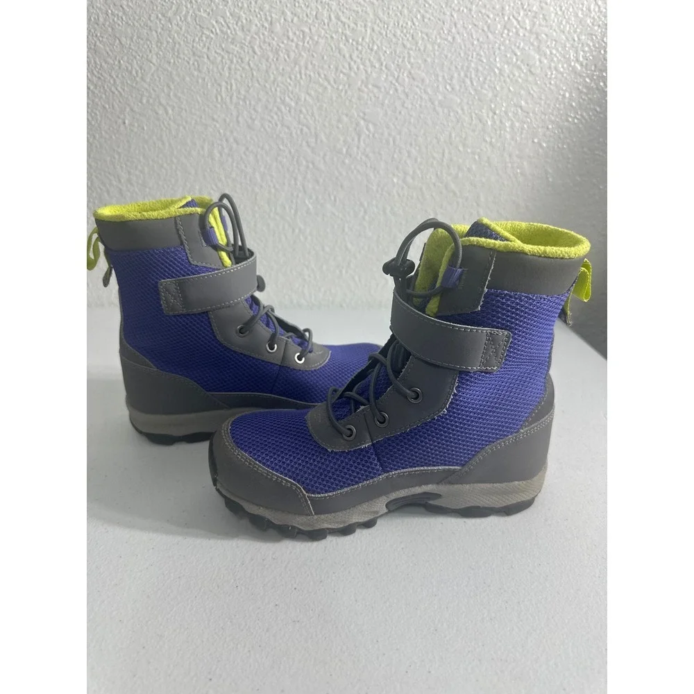 Columbia Kids Waterproof Purple Gray Mesh Winter Snow Boots Hook an Loop size 13